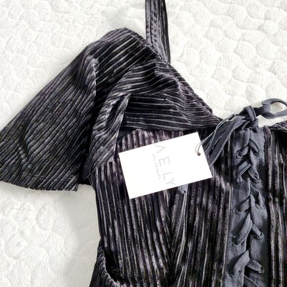 NEW AELY Los Angeles bodysuit black velour soft small - Picture 3 of 7